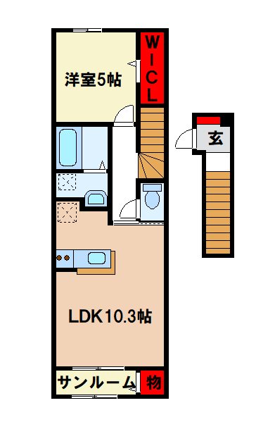 【小郡市小郡のアパートの間取り】