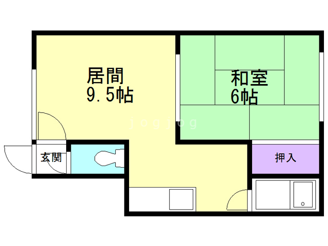 石狩郡当別町白樺町のアパートの間取り