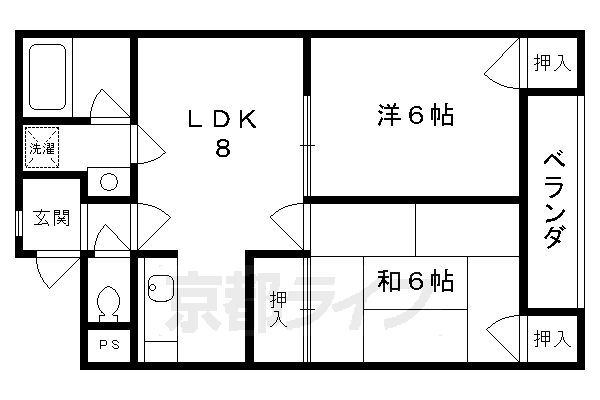 京都市伏見区向島庚申町のアパートの間取り