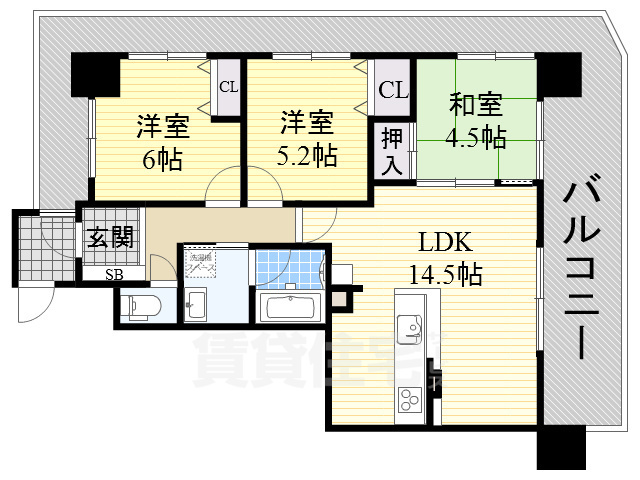 南海高野線 堺東駅 徒歩11分 15階建 築21年の間取り写真