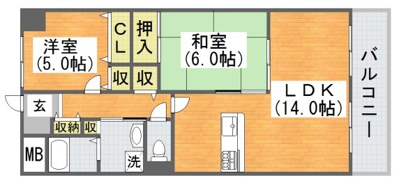 地下鉄谷町線 平野駅 徒歩10分 4階建 築27年の間取り写真