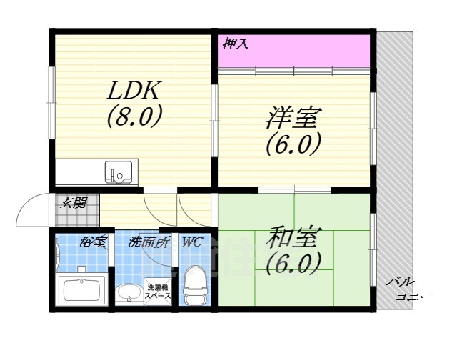 西宮市柳本町のマンションの間取り