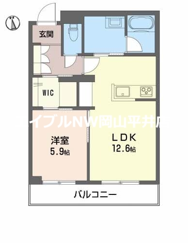 岡山市南区福富西のアパートの間取り