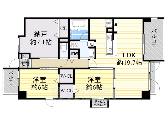 箕面市小野原西のマンションの間取り