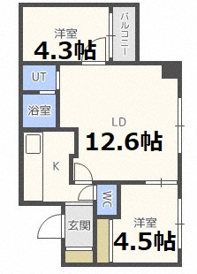 札幌市豊平区豊平六条のマンションの間取り