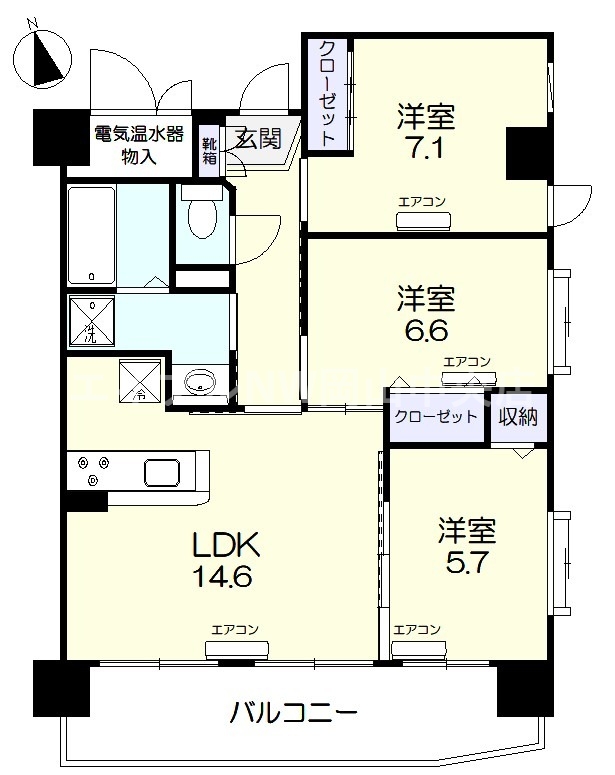 岡山市南区福富中のマンションの間取り