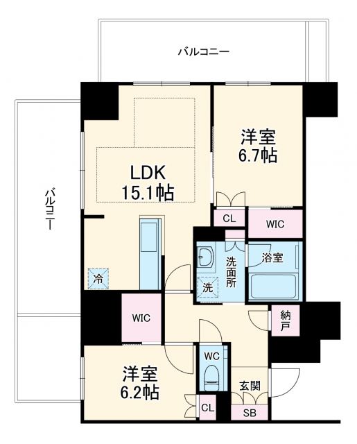 豊橋市駅前大通のマンションの間取り