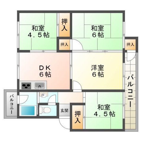 狩口台住宅28号棟の間取り