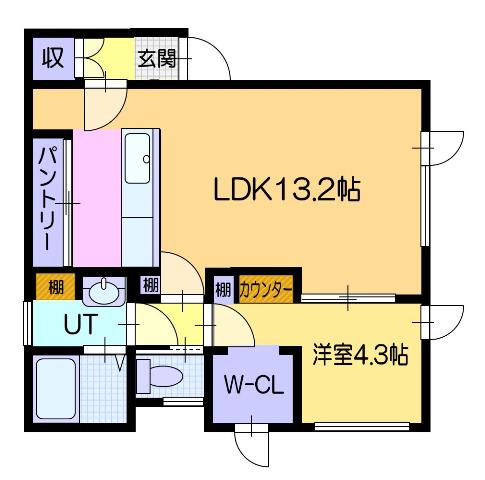 夕張郡栗山町中央のアパートの間取り