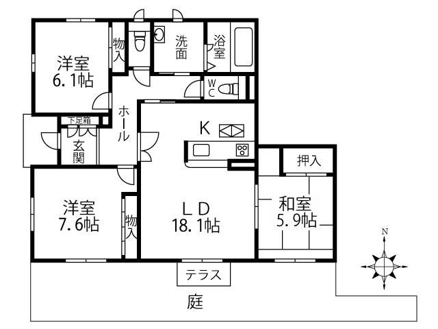 川崎市中原区上平間のマンションの間取り