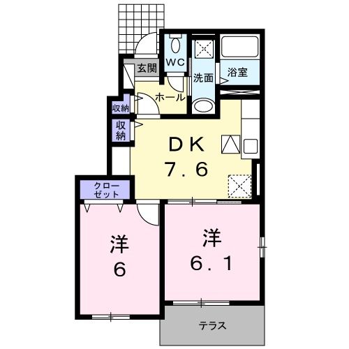 【津山市近長のアパートの間取り】