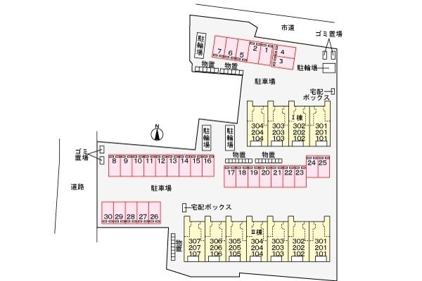 【松江市栄町のアパートの駐車場】