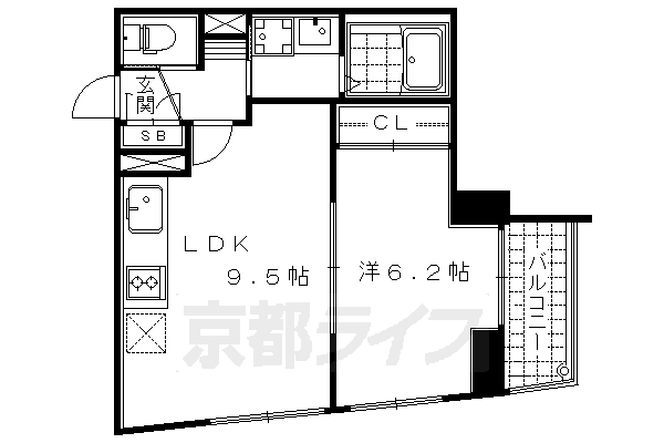 京都市東山区東町のマンションの間取り