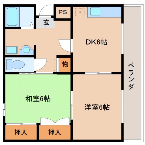 生駒市本町のマンションの間取り