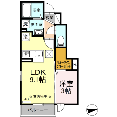 天童市駅西のアパートの間取り