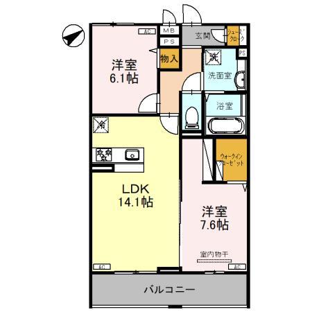 大枝Ｄ－ＲＯＯＭ　Ａ棟の間取り