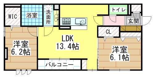 北九州市小倉北区貴船町のアパートの間取り