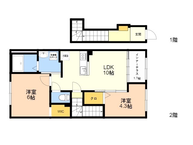 仮）粕屋町花ヶ浦2丁目新築アパートの間取り