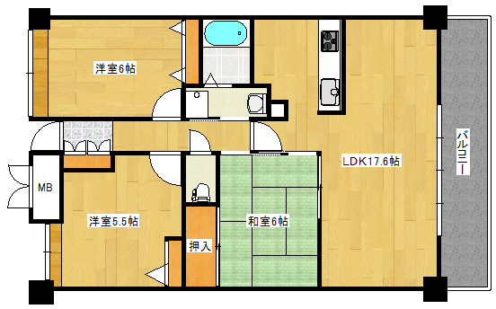 広島市西区庚午北のマンションの間取り