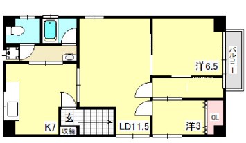 神戸市長田区本庄町のアパートの間取り