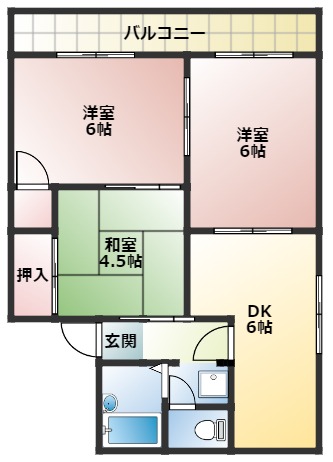 長吉ハイツ出戸 南棟の間取り