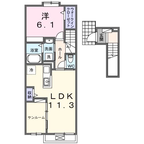 龍ケ崎市若柴町のアパートの間取り