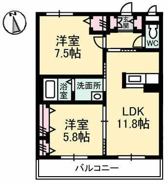 徳島市大和町のマンションの間取り