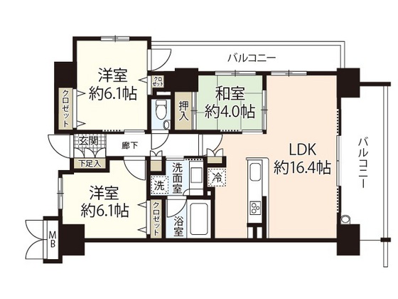 広島市南区段原のマンションの間取り