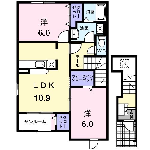 新潟市西区内野西のアパートの間取り