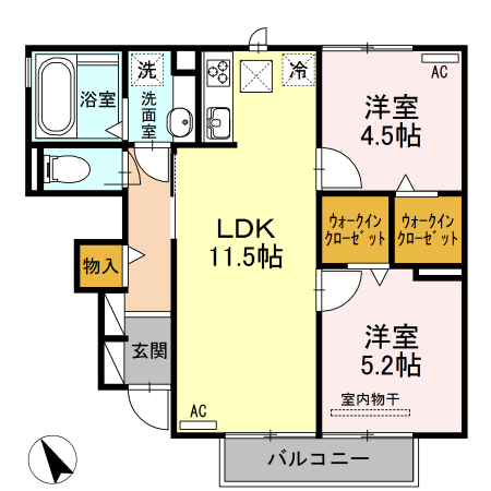 カーザ　セレーナ　Ａの間取り