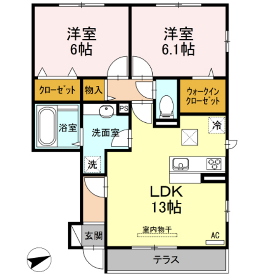 東広島市西条町西条東のアパートの間取り