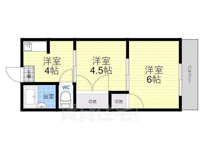 京都市伏見区桃山町和泉のアパートの間取り