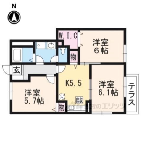 大津市滋賀里のアパートの間取り