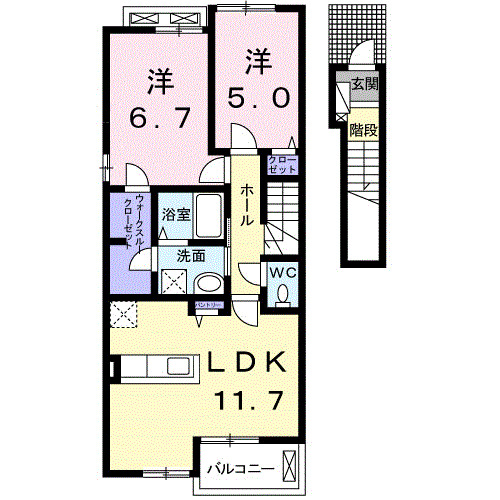 福山市駅家町大字近田のアパートの間取り