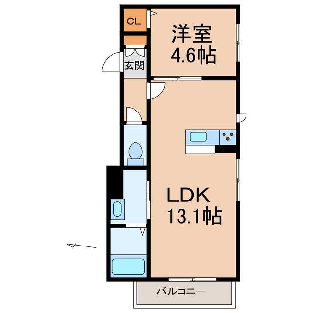 和歌山市茶屋ノ丁のマンションの間取り