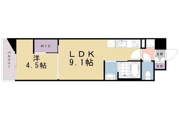 京都市南区八条源町のマンションの間取り