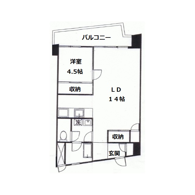 港区赤坂のマンションの間取り