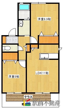 筑紫野市原田のアパートの間取り