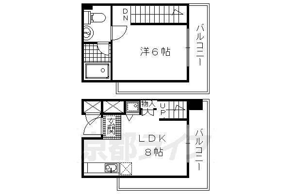 京都市伏見区竹田西段川原町のマンションの間取り