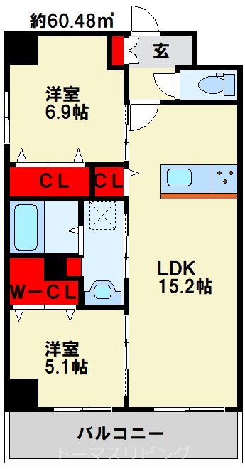 グランシャルール京町の間取り