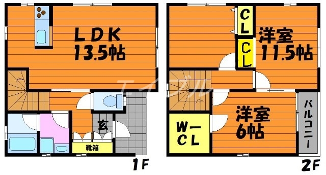 【西阿知町S住宅　D棟の間取り】