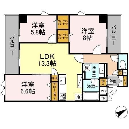 【柏市小青田のマンションの間取り】