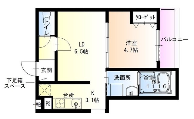 フジパレス弥刀V番館の間取り