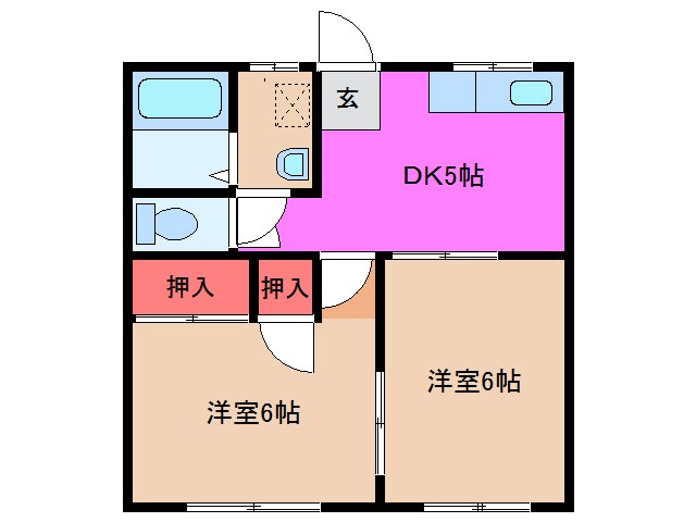 【田山ハイツ　Bの間取り】