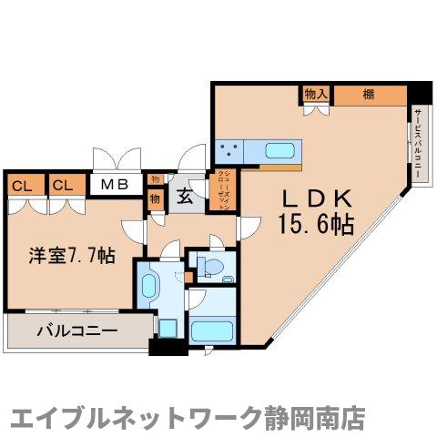 静岡市駿河区曲金のマンションの間取り