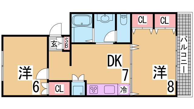 神戸市兵庫区御崎町のマンションの間取り