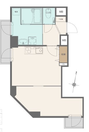 神戸市中央区磯上通のマンションの間取り