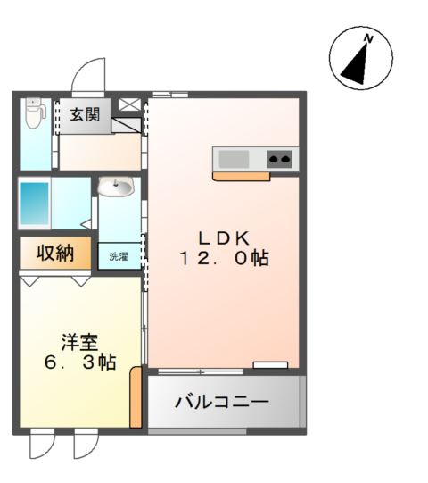 出雲市小山町のアパートの間取り