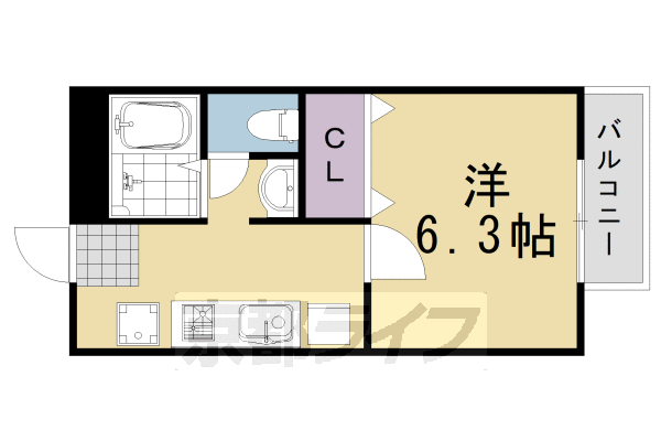 京都市西京区川島権田町のアパートの間取り