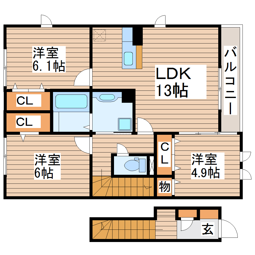 シュクレ Aの間取り